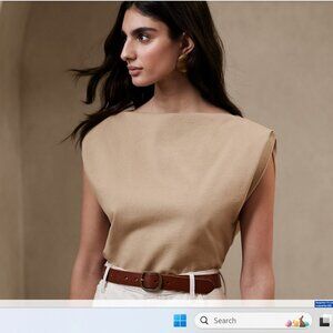 Banana Republic Sharp-Shoulder Heavy Cotton Tank in Maverick Tan